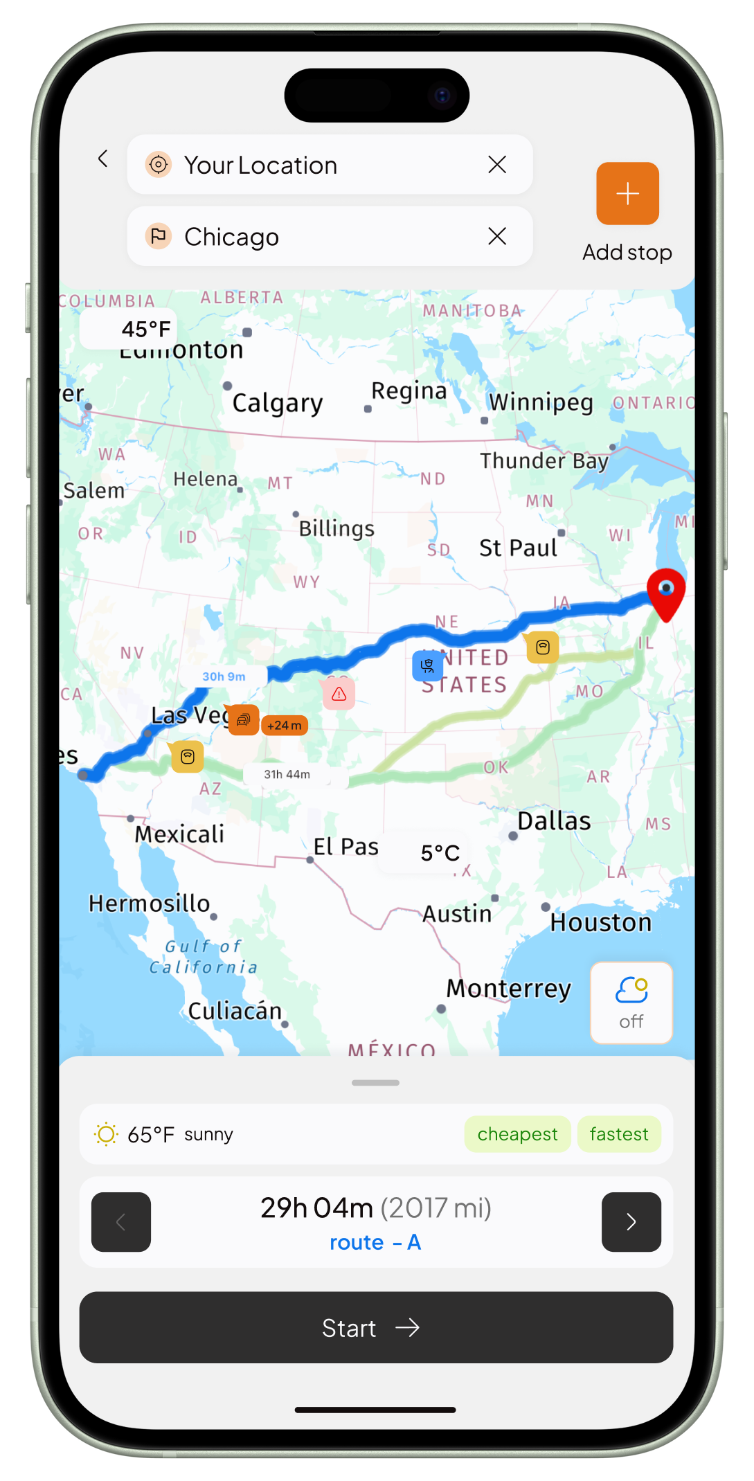 Truck GPS app with US map, route planner, hazards, and weather — best trucker navigation system for commercial drivers.
