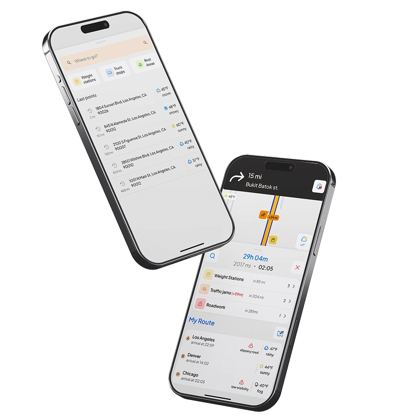 App for truck with smart route planning, weather updates, and hazard alerts — reliable GPS navigation system for truckers.